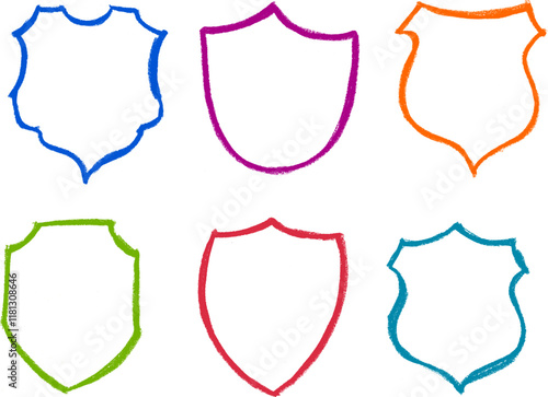 Simple Badges Crayon Chalk Drawing Vector Set