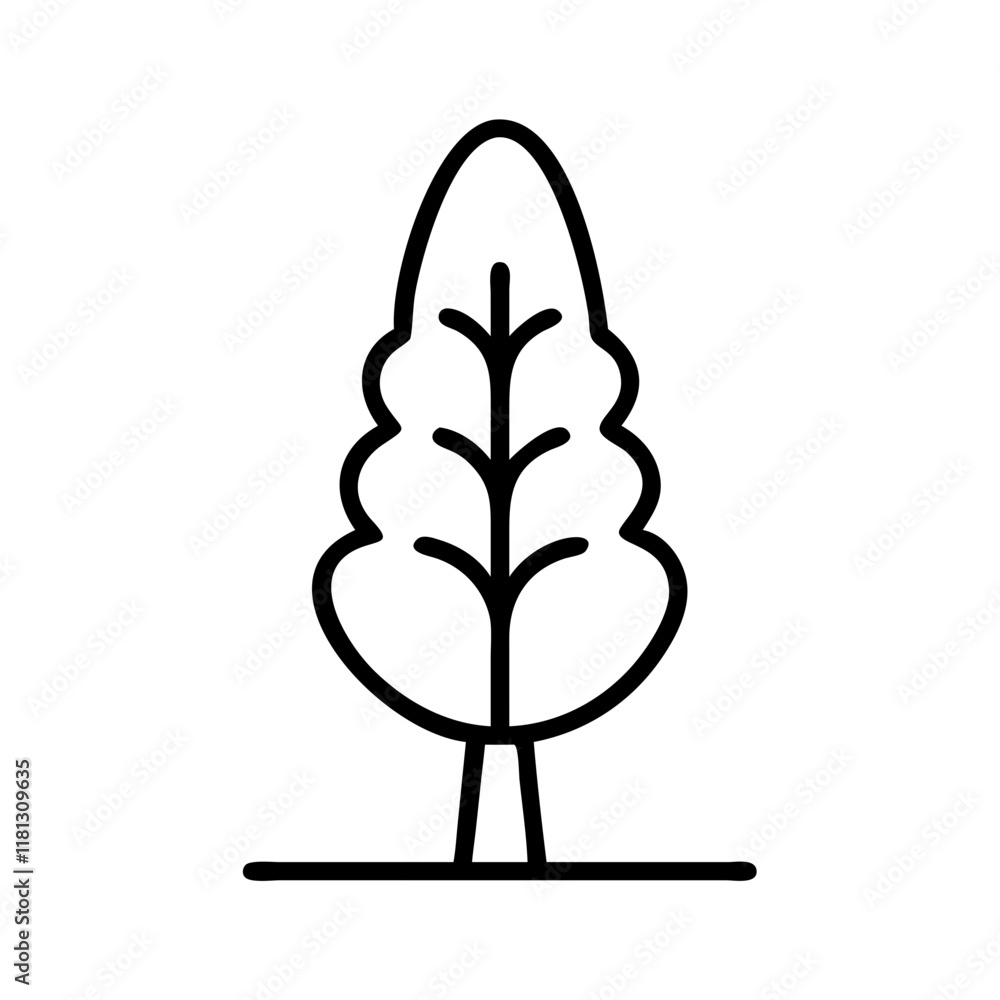 cypress tree icon, tree line art, tree vector - simple black line art icon of cypress tree perfect for logos, and tree-themed designs. cypress tree icon, tree line art, tree vector - simple black line art icon of cypress tree perfect for logos, and tree-themed designs.