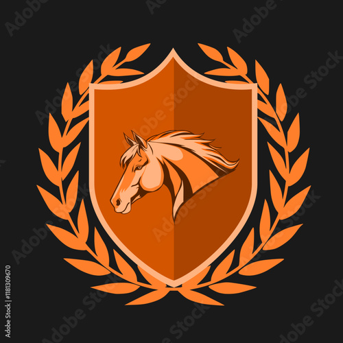 Horse animal head design vector illustration, logo template isolated on black background