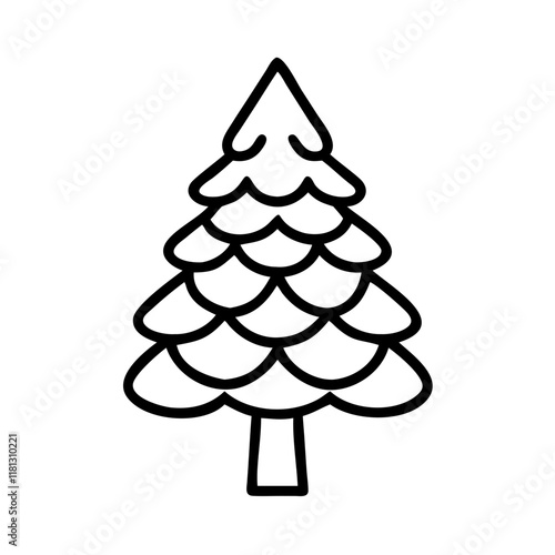 larch tree icon, tree line art, tree vector - simple black line art icon of larch tree perfect for logos, and tree-themed designs.