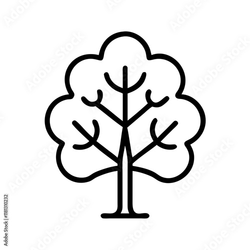 linden tree icon, tree line art, tree vector - simple black line art icon of linden tree perfect for logos, and tree-themed designs.