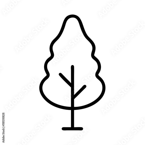 poplar tree icon, tree line art, tree vector - simple black line art icon of poplar tree perfect for logos, and tree-themed designs.