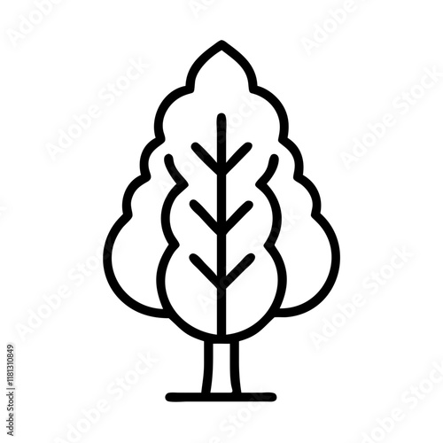 poplar tree icon, tree line art, tree vector - simple black line art icon of poplar tree perfect for logos, and tree-themed designs.
