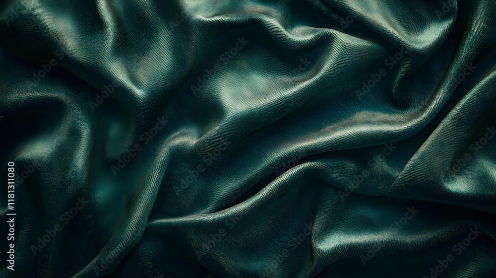 Fototapeta premium A seamless texture of soft velvet in a deep emerald green with subtle shadows. 