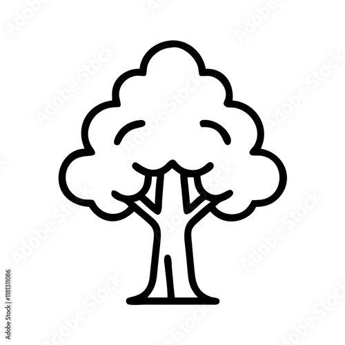 sequoia tree icon, tree line art, tree vector - simple black line art icon of sequoia tree perfect for logos, and tree-themed designs.