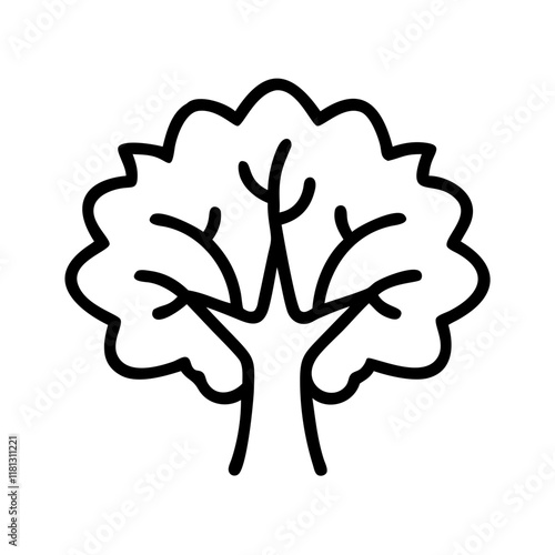 sycamore tree icon, tree line art, tree vector - simple black line art icon of sycamore tree perfect for logos, and tree-themed designs.