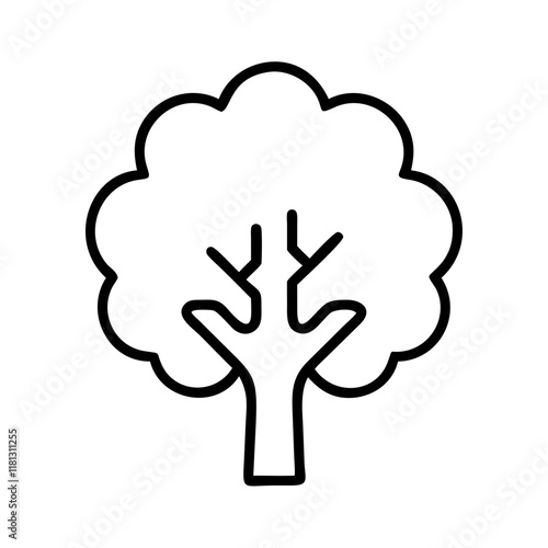 sycamore tree icon, tree line art, tree vector - simple black line art icon of sycamore tree perfect for logos, and tree-themed designs.