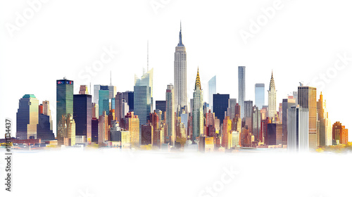New York City skyline isolated on white background © suldev