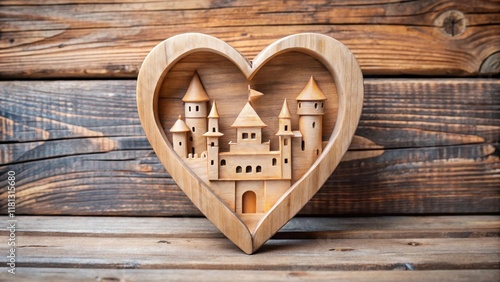 Herz und Liebe Motiv Handgemachte Holzschloss mit Herz-Design , Herz, Bindung,  Herz, Bindung, Herzen, Dekoration photo