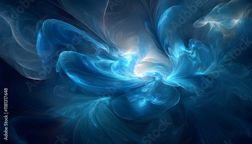 Ethereal blue smoke swirling on a dark background for a dreamy abstract design  -