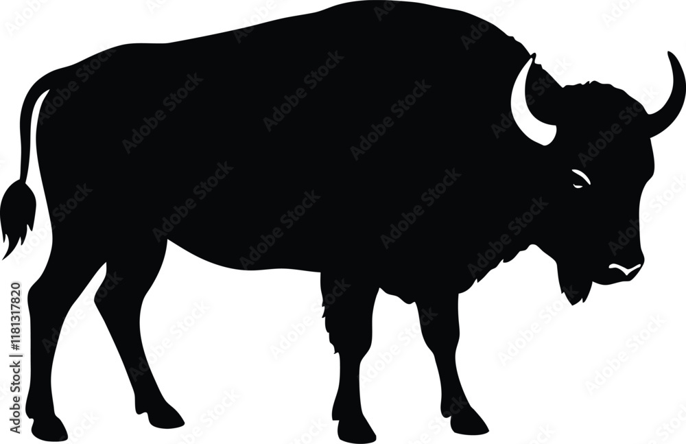 Bison buffalo silhouette simple flat vector Bison buffalo silhouette simple flat vector