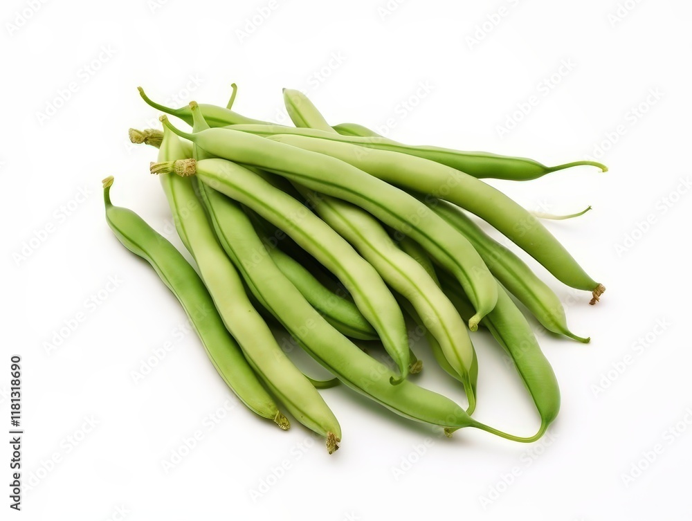 Fresh Raw Green Beans Pile Isolated on White Background Ideal for Culinary Uses Grocery and Healthy Eating Concepts Fresh Raw Green Beans Pile Isolated on White Background Ideal for Culinary Uses Grocery and Healthy Eating Concepts
