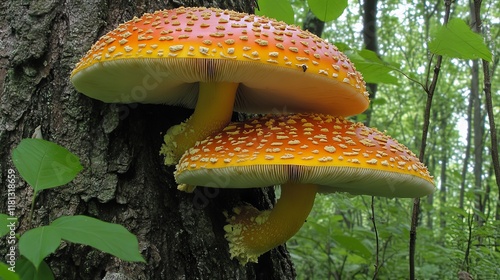 Forest Fungi: Vibrant Mushrooms in Nature's Embrace photo