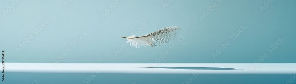 Obraz premium Delicate Feather Floating Above Surface with Soft Natural Light