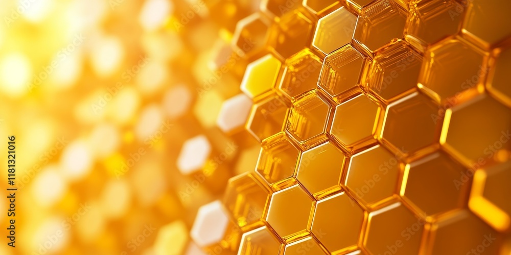 Glossy geometric hexagonal abstract background. Honeycomb pattern concept., Generative AI Glossy geometric hexagonal abstract background. Honeycomb pattern concept., Generative AI
