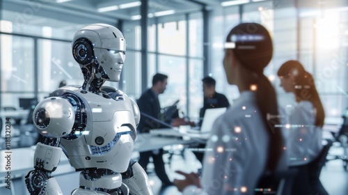 Wallpaper Mural A humanoid robot interacts in a modern office environment. Torontodigital.ca