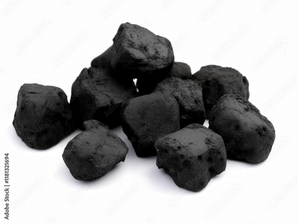 Isolated Black Coal Nuggets on White Background for Industrial and Environmental Concepts and Illustrations Isolated Black Coal Nuggets on White Background for Industrial and Environmental Concepts and Illustrations