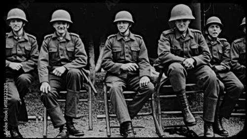 Historic WW1 Trench Scene with Soldiers