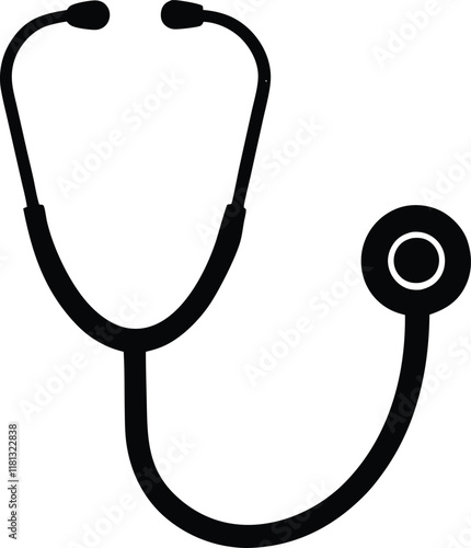 medical stethoscope icon, Stethoscope black silhouette