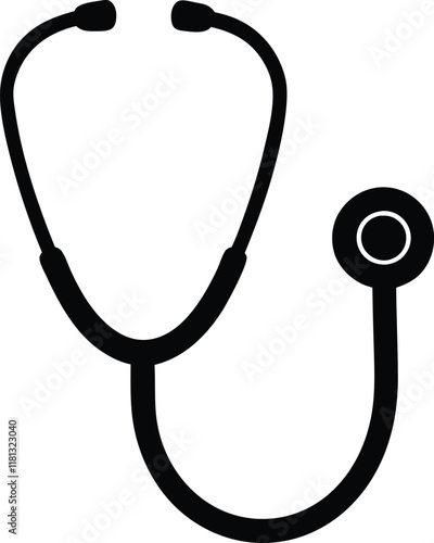 medical stethoscope icon, Stethoscope black silhouette