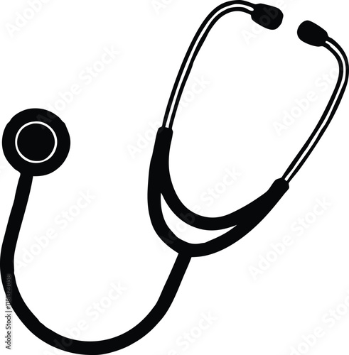 medical stethoscope icon, Stethoscope black silhouette