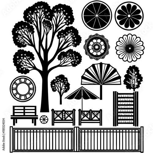 "Park Elements Vector Set for Landscape Design"