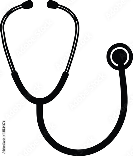 medical stethoscope icon, Stethoscope black silhouette