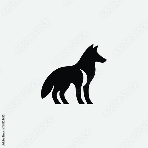 a black and white wolf icon on a white background