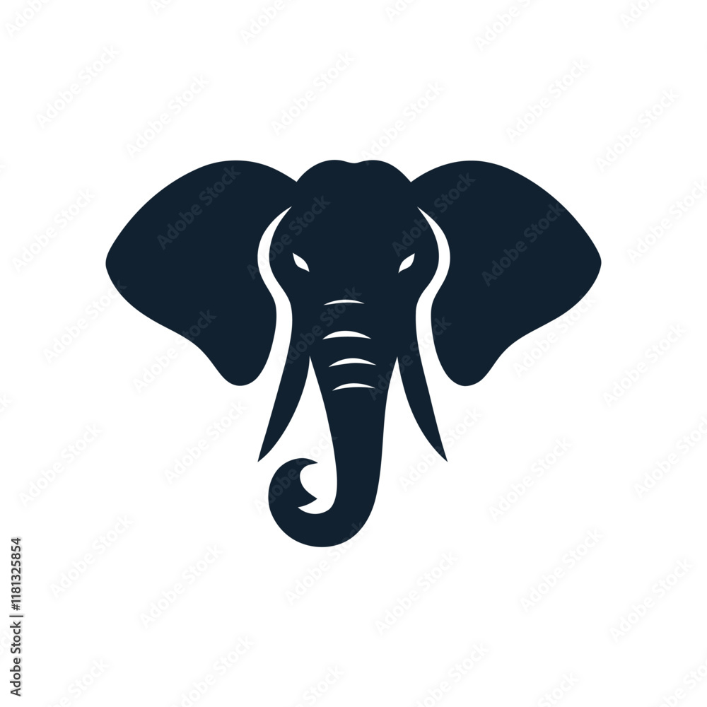 an elephant head with a long trunk on a white background an elephant head with a long trunk on a white background