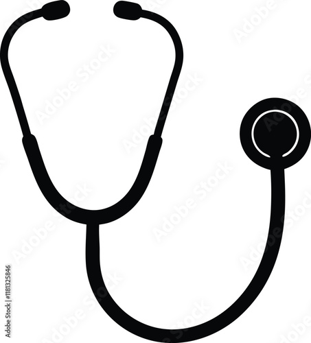 medical stethoscope icon, Stethoscope black silhouette