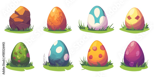 Easter egg clipart set, vector illustration isolated on a white background.