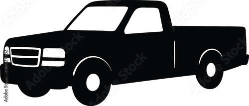 Pickup silhouette, pickup graphic vector, pickup truck black icon