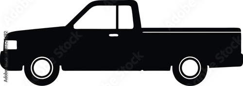 Pickup silhouette, pickup graphic vector, pickup truck black icon