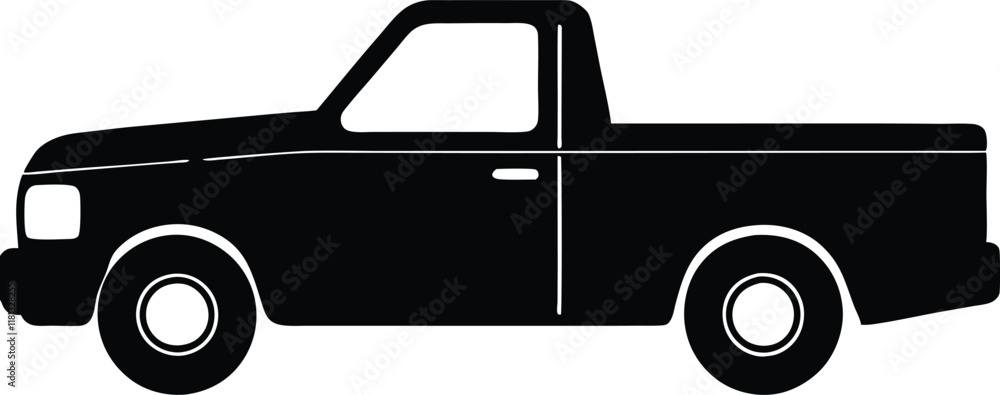 Pickup silhouette, pickup graphic vector, pickup truck black icon Pickup silhouette, pickup graphic vector, pickup truck black icon