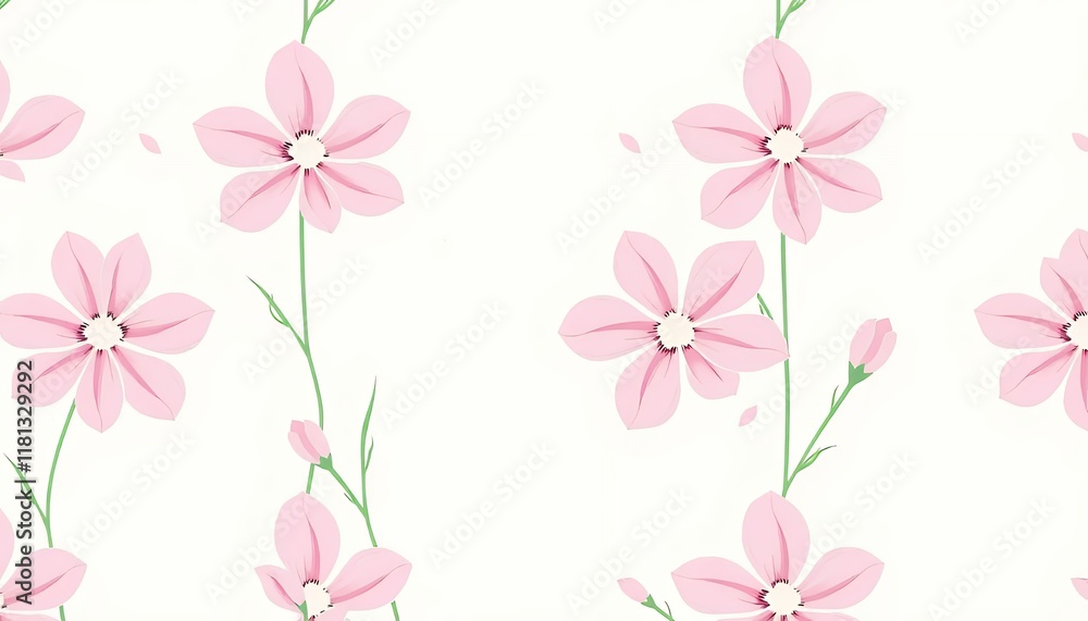 Delicate Pink Flower Pattern: Seamless Floral Background Design for Spring and Summer Delicate Pink Flower Pattern: Seamless Floral Background Design for Spring and Summer