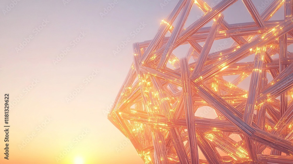 Fototapeta premium **A massive abstract starburst structure made from interlocking reflective rods