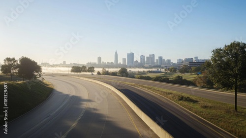 Empty express lane on highway during off-peak hours, symbolizing efficiency and opportunity in a calm, uncluttered environment.