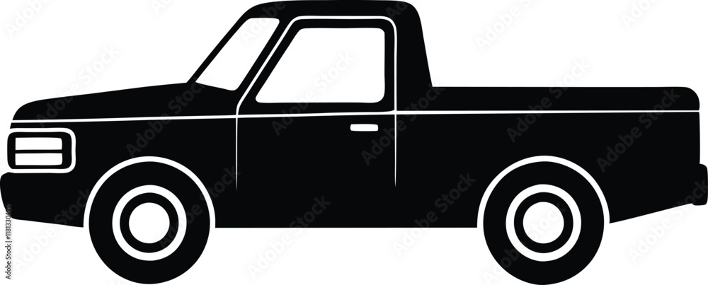 Pickup silhouette, pickup graphic vector, pickup truck black icon Pickup silhouette, pickup graphic vector, pickup truck black icon