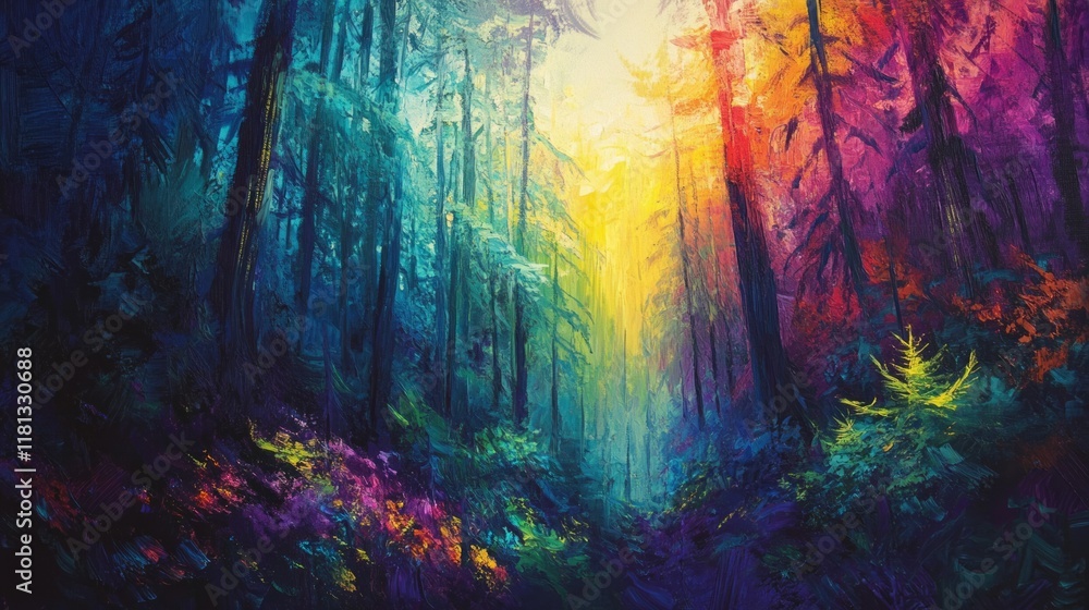 Fototapeta premium A vibrant forest shiny background 