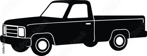 Pickup silhouette, pickup graphic vector, pickup truck black icon