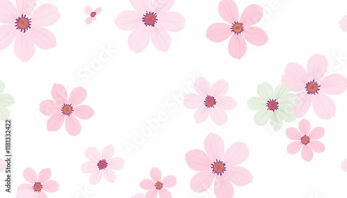 Soft Pink and White Flower Pattern: Delicate Floral Background for Design