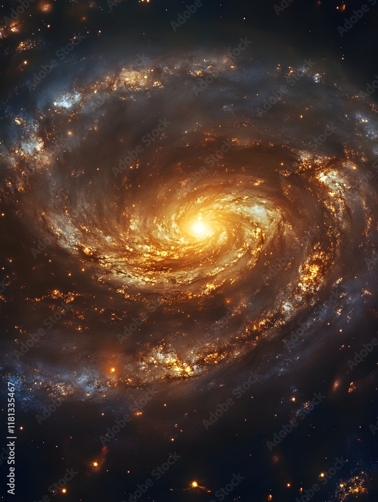 Fototapeta premium A swirling galaxy effect with glowing stars and vibrant nebulae