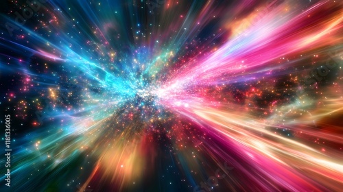 Abstract glowing lines with dynamic wave pattern in vibrant colors