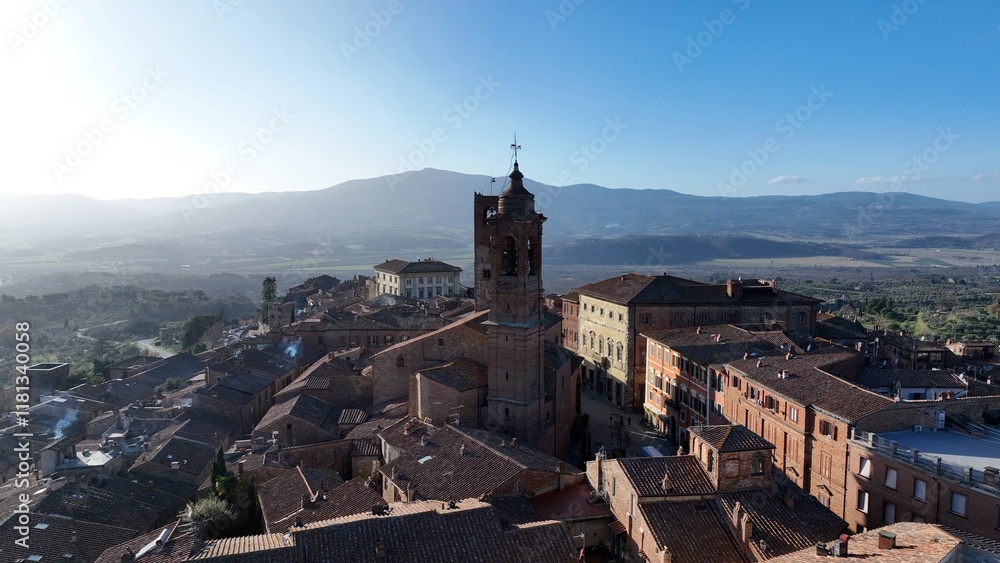 Obraz premium Città della Pieve, Perugia, Umbria, Italia. Vista panoramica dell'antico borgo, meta turistica di stranieri e italiani.