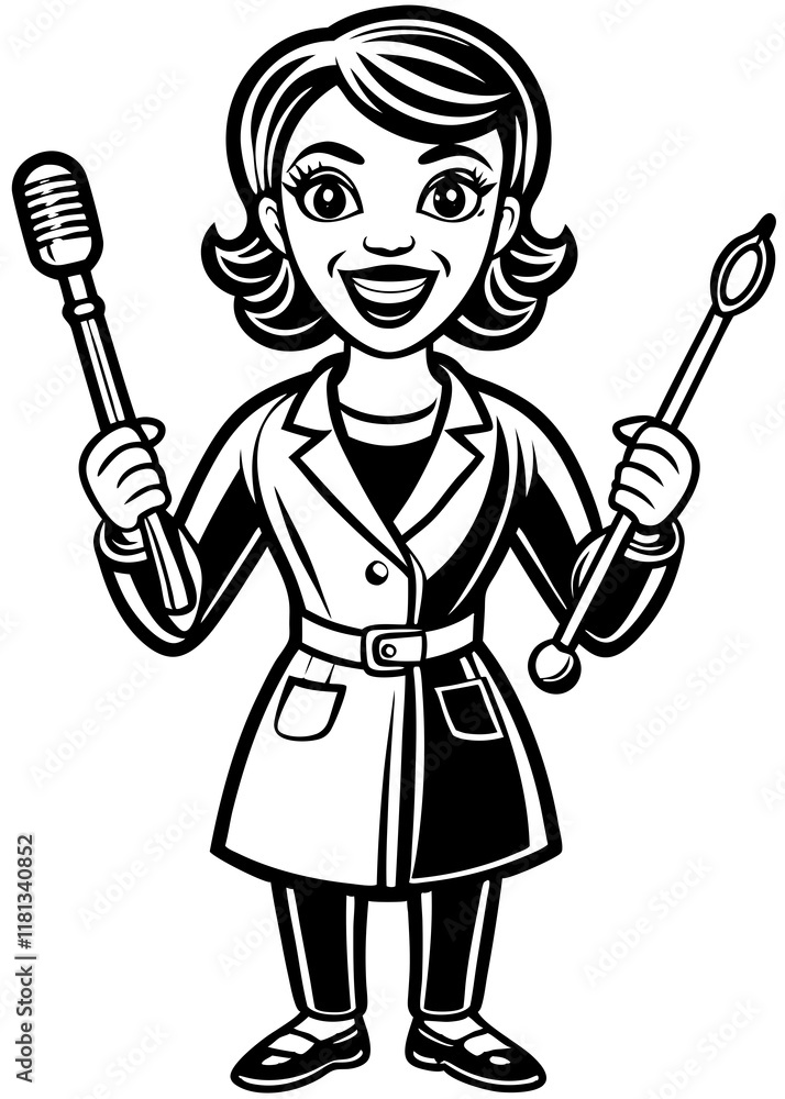 Line Art Of Female mechanic standing with tools. professional female mechanic in blue uniform using wrench, confident automotive specialist.
Line Art Of Female mechanic standing with tools. professional female mechanic in blue uniform using wrench, confident automotive specialist.