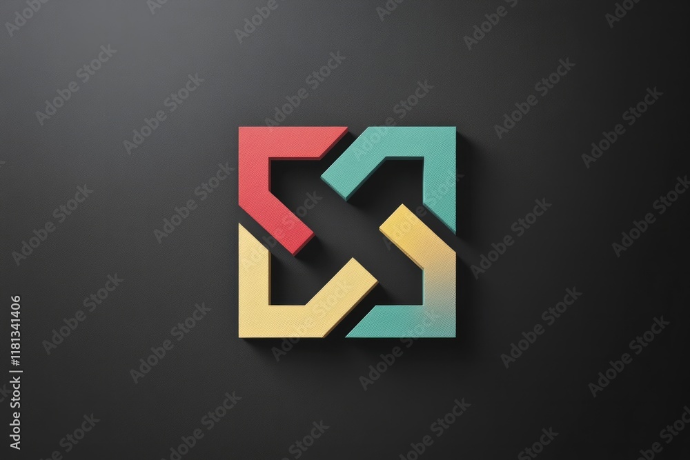 Fototapeta premium abstract modern square shape logo on dark background