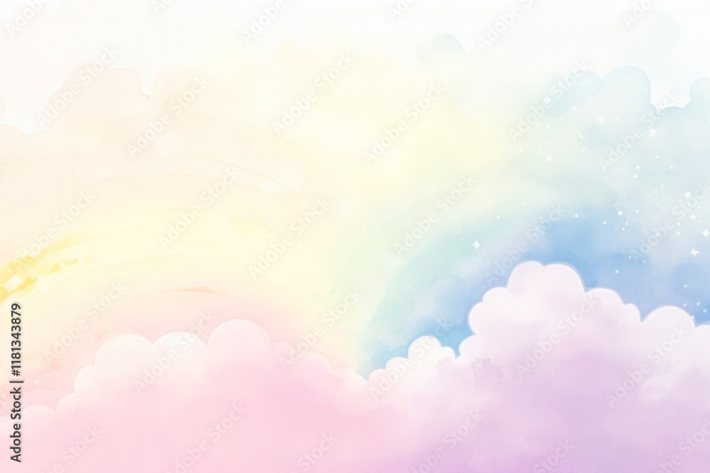 Fototapeta premium Colorful dreamy cloudscape png paint texture overlay, transparent background