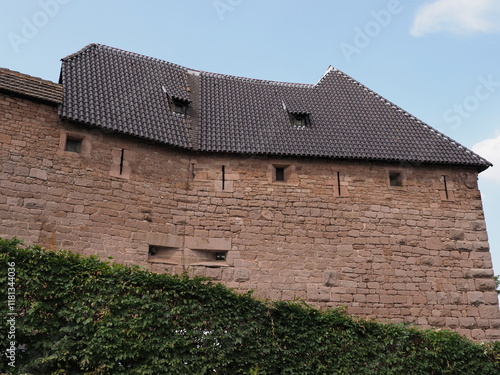 Walls and roof of Koenigsbourg castle in Orschwiller in France photo