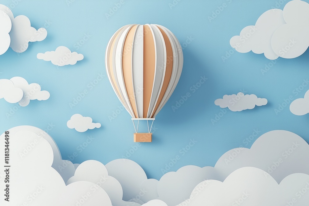 Naklejka premium air balloon on blue background