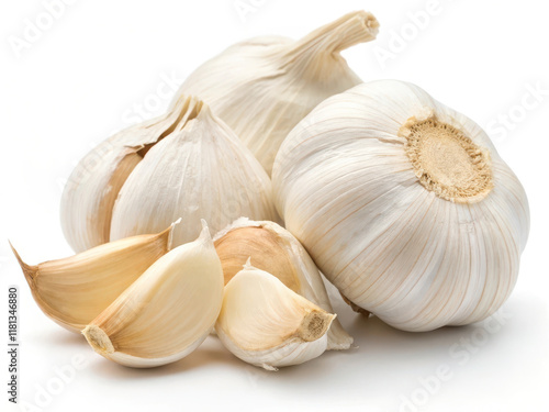 Fresh garlic bulbs and cloves, perfect for cooking and flavoring dishes